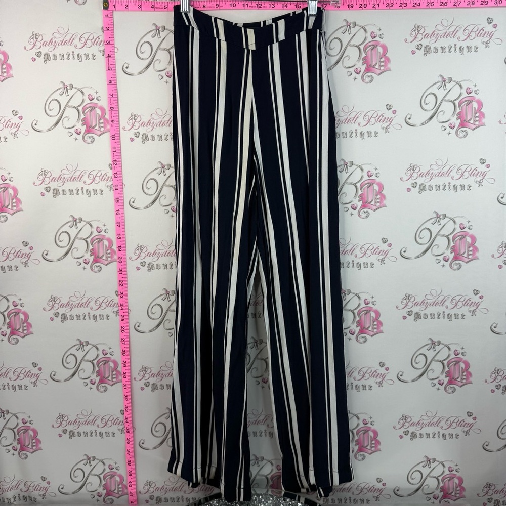 Dynamite pants Navy and White Vertical Stripe Wide-Leg Pants